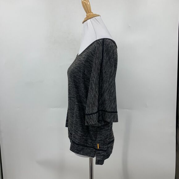 Lucy Boxy Shirt Womens M Medium Heather Gray Short Sleeve Cropped High Low Hem - Picture 4 of 11